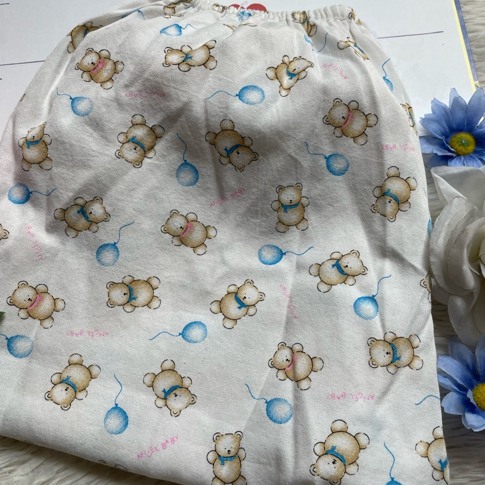 Cute bear and blue balloon print capris pajama bottoms